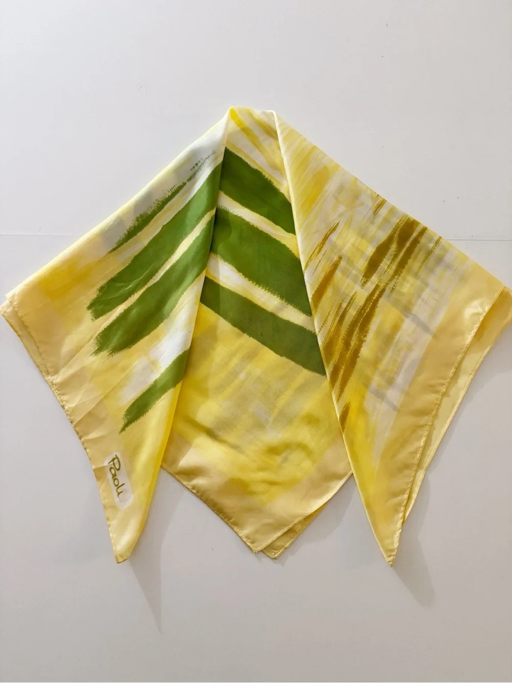 Vintage 1960s/70s Paoli Square Scarf Abstract Paint Stroke Mod Design